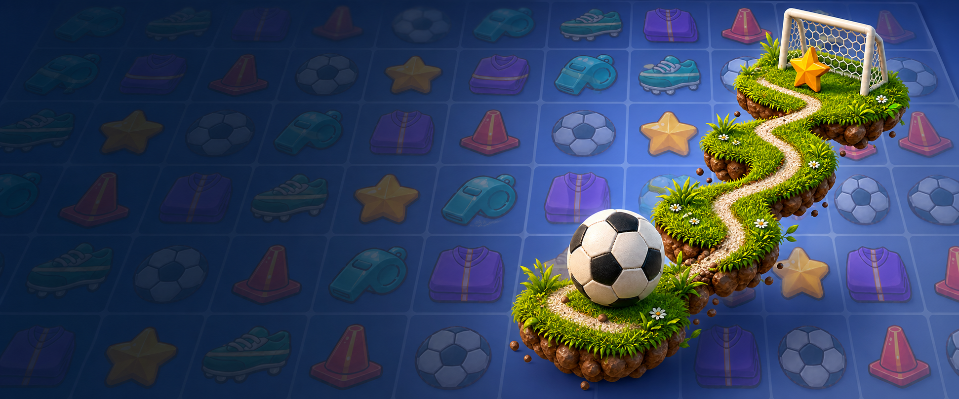 Gol Yolu oyunundan futbol temalı rota ve kale sahnesi